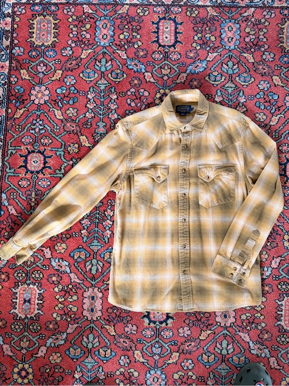 Pendleton Men's Mustard Plaid Button-Down Shirt